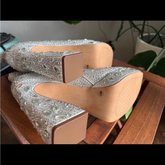 Jessica Simpson Silver Embellished Heeled Boots - Picture 6 of 8